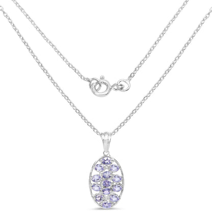 2.21 Carat Genuine Tanzanite .925 Sterling Silver Pendant  DestGlow
