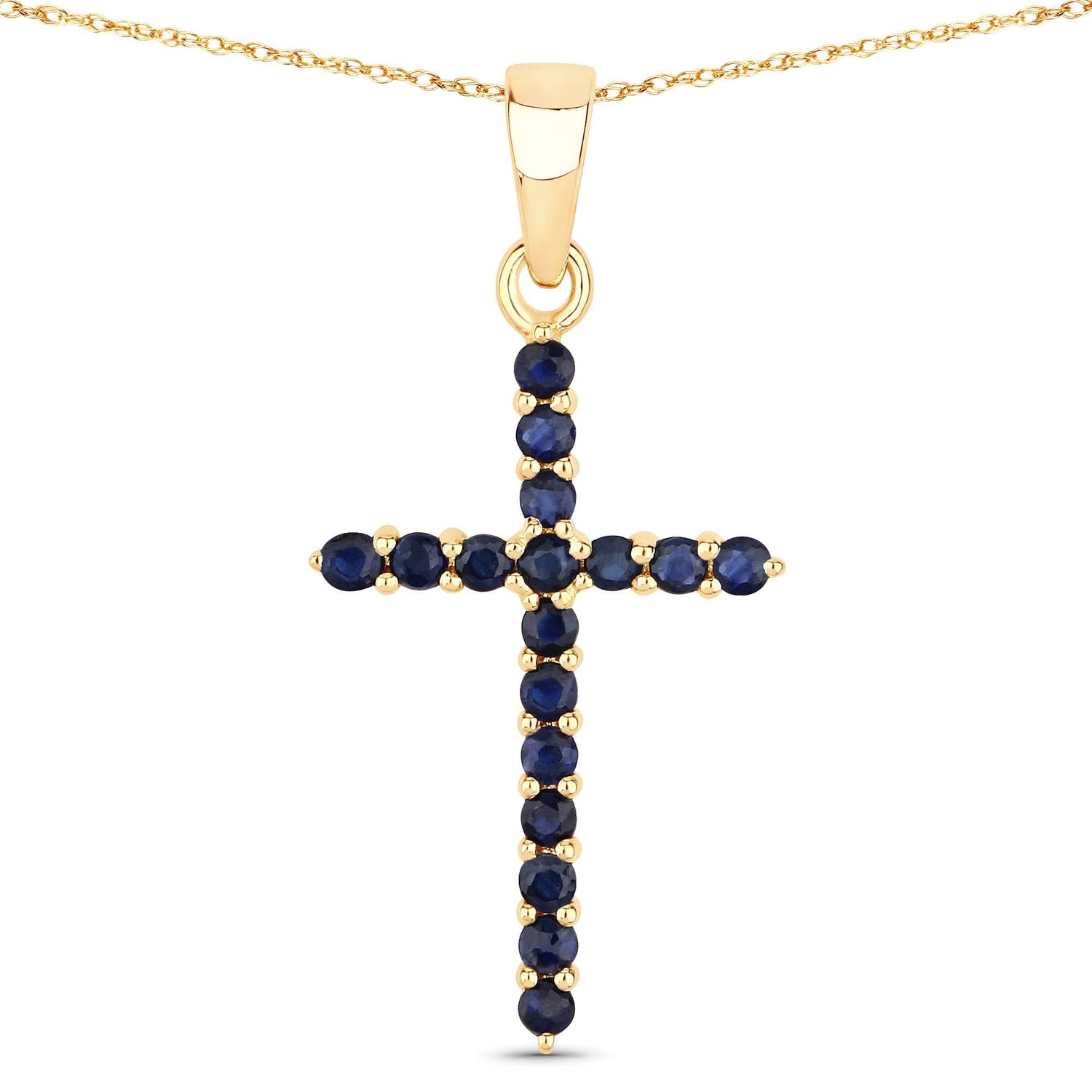 0.60 Carat Genuine Blue Sapphire 14K Yellow Gold Pendant  DestGlow
