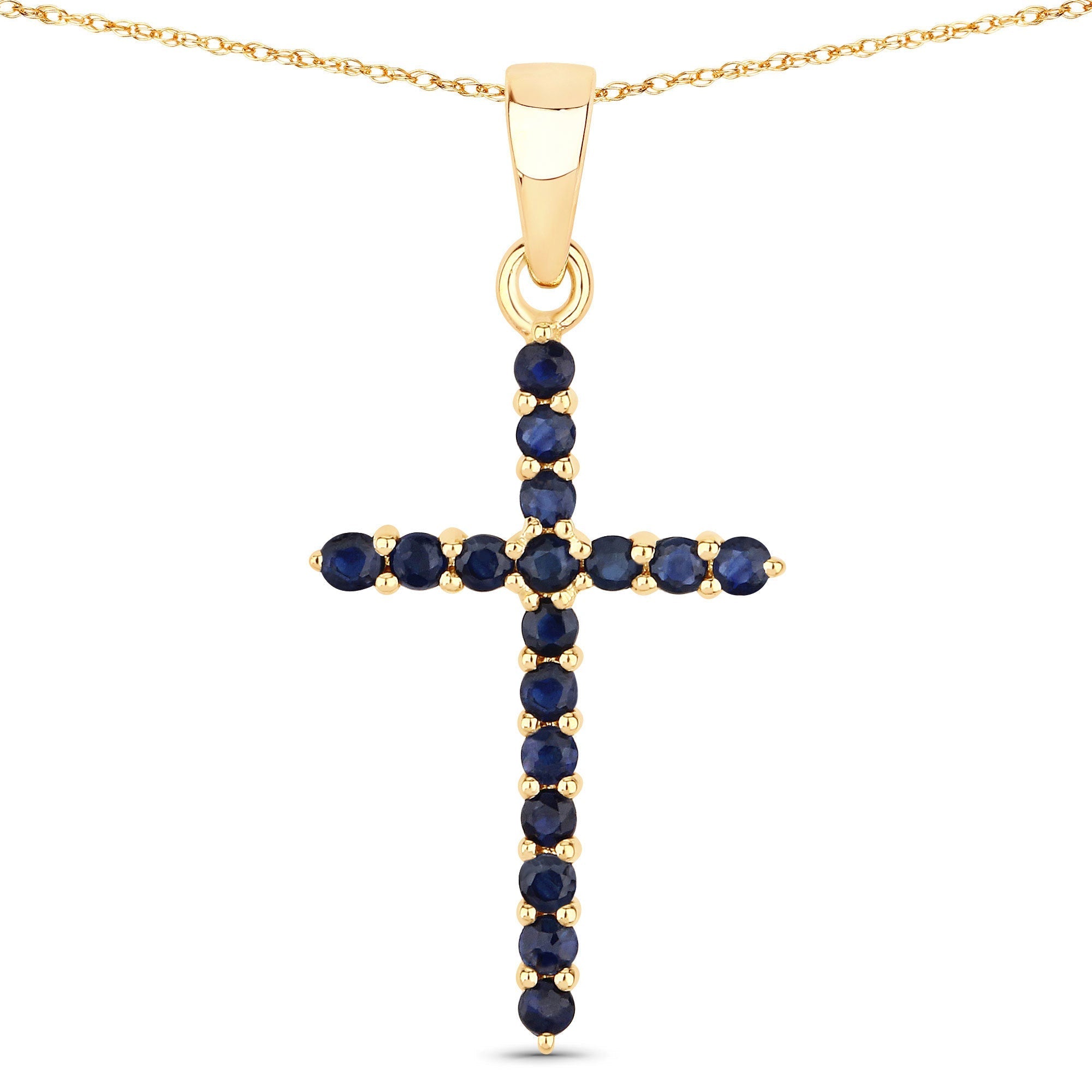 0.60 Carat Genuine Blue Sapphire 14K Yellow Gold Pendant  DestGlow