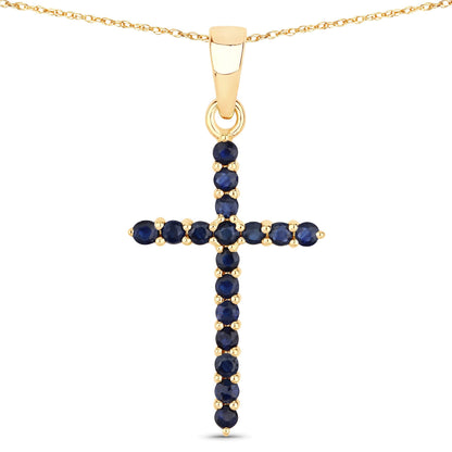 0.60 Carat Genuine Blue Sapphire 14K Yellow Gold Pendant  DestGlow