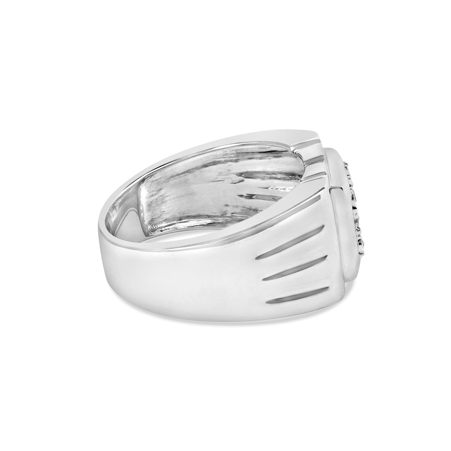 .925 Sterling Silver Diamond Accent Miracle-Set 9 Stone Ridged Band Gentlemen&