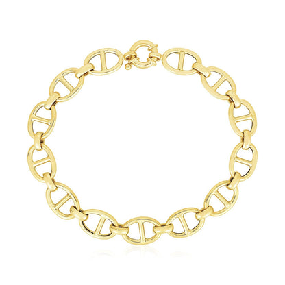 14k Yellow Gold High Polish Mariner Link Bracelet (8.8mm) by Bids.com