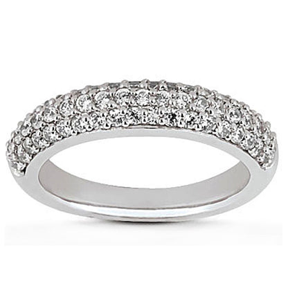 14k White Gold Triple Multi-Row Micro- Pave Diamond Wedding Ring Band by Bids.com