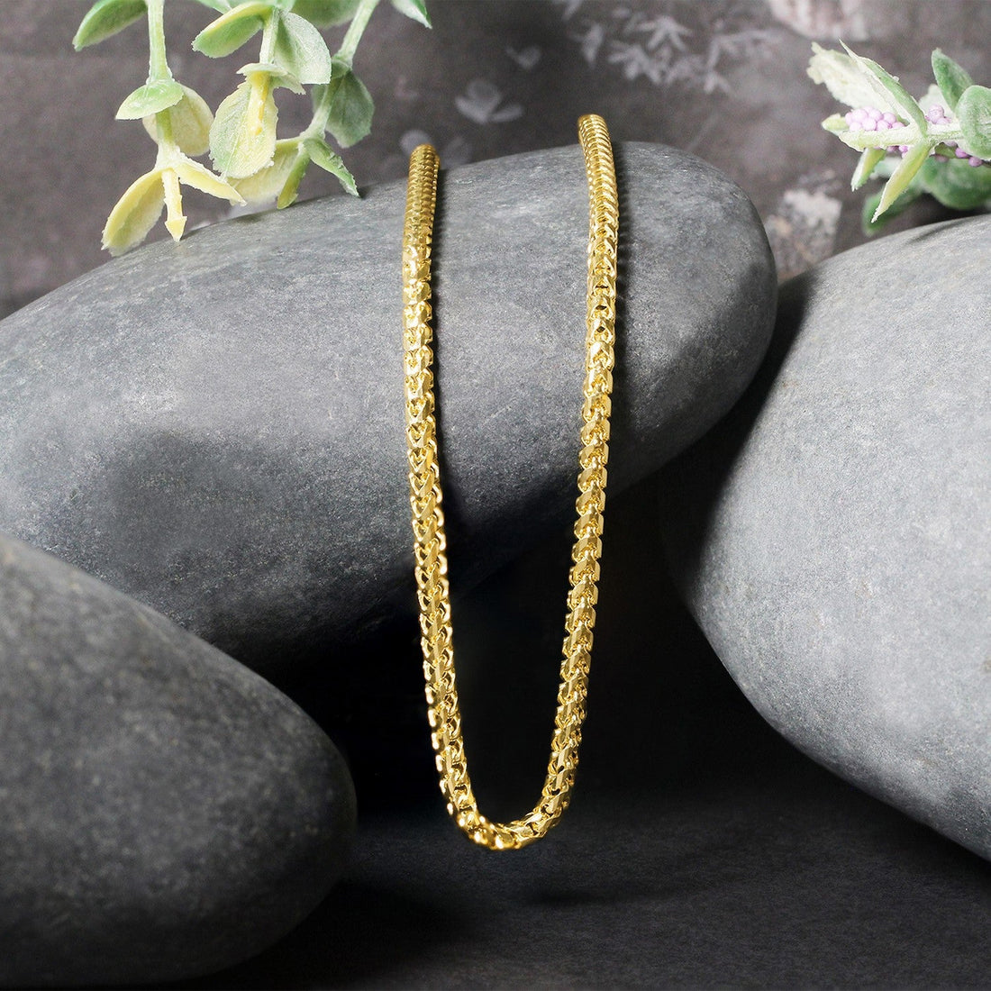 2.7mm 14k Yellow Solid Gold Diamond Cut Round Franco Chain by Bids.com
