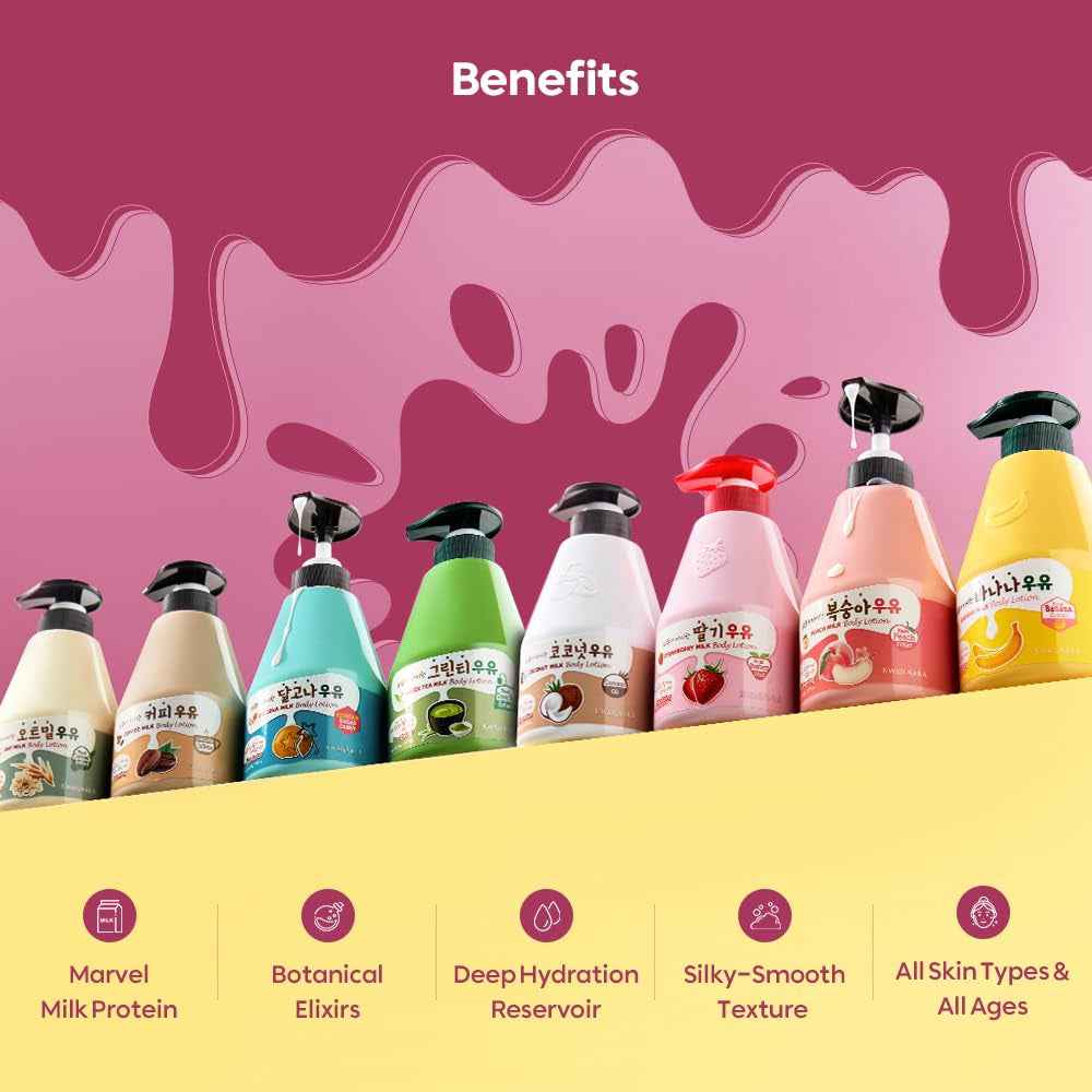 Kwailnara Coconut Milk Body Lotion &amp; Body Wash Set – Deeply Hydrating &amp; Refreshing Korean Skincare Set with Coconut Extract, 560G / 19.75Oz Each