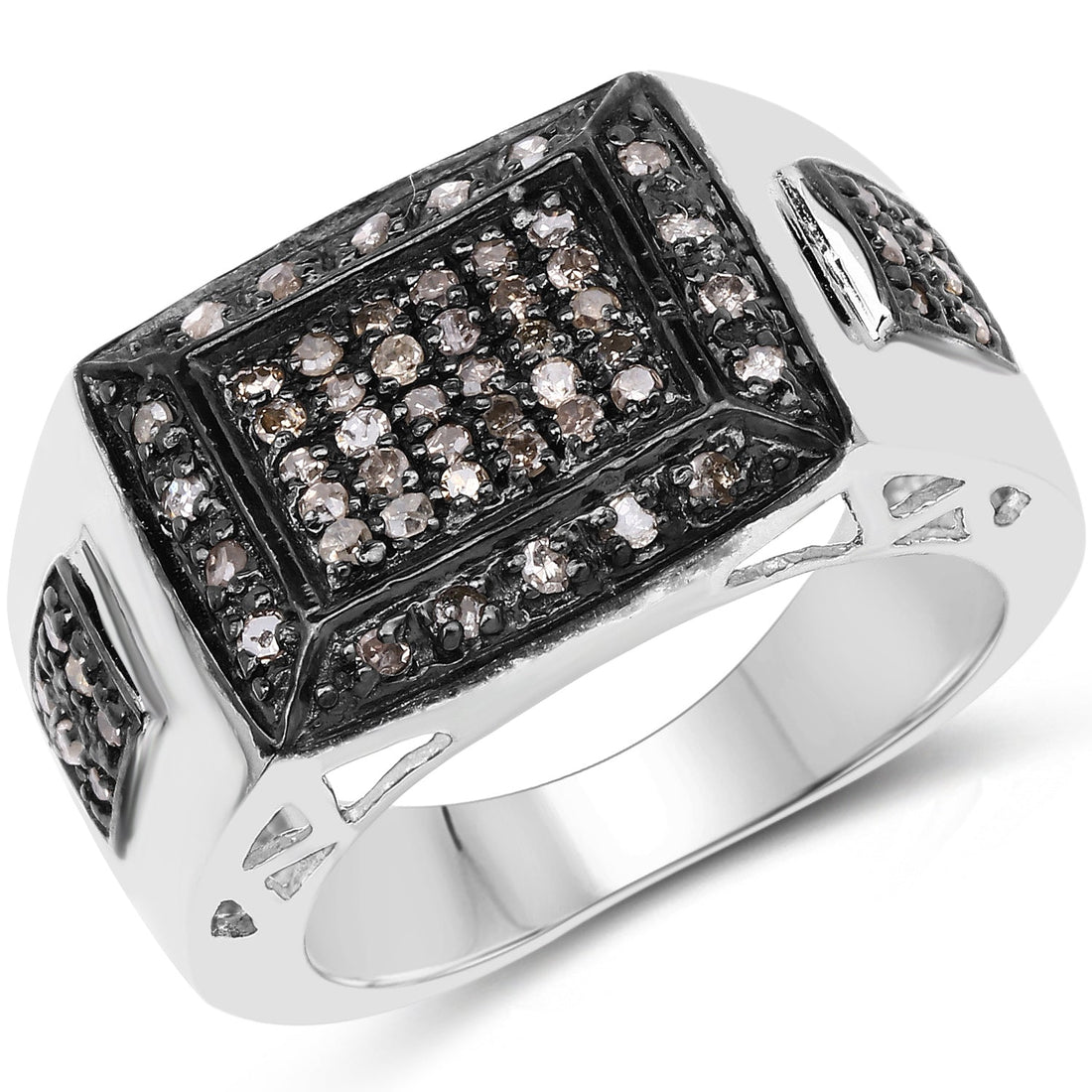 0.52 Carat Genuine Champagne Diamond .925 Sterling Silver Ring by Bids.com