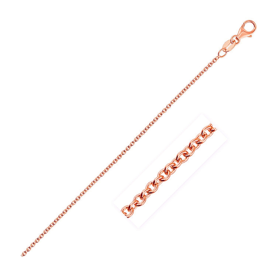 14k Rose Gold Round Cable Link Chain (1.25 mm) by Bids.com