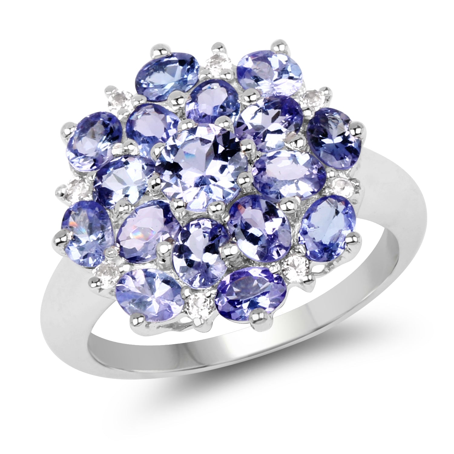 3.37 Carat Genuine Tanzanite and White Topaz .925 Sterling Silver Ring by Bids.com