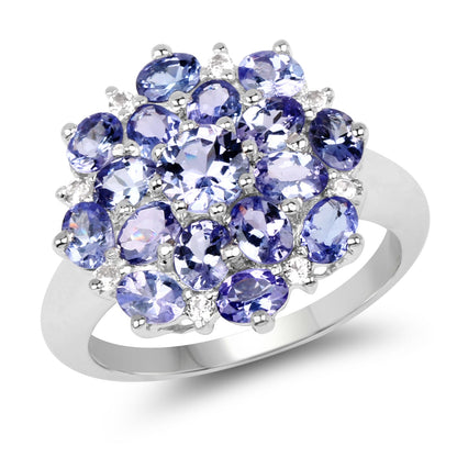 3.37 Carat Genuine Tanzanite and White Topaz .925 Sterling Silver Ring by Bids.com