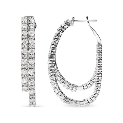 14K White Gold 4.0 Cttw Diamond Asymmetrical Inside Out Double-Hoop Earrings (I-J Color, I1-I2 Clarity) by Bids.com