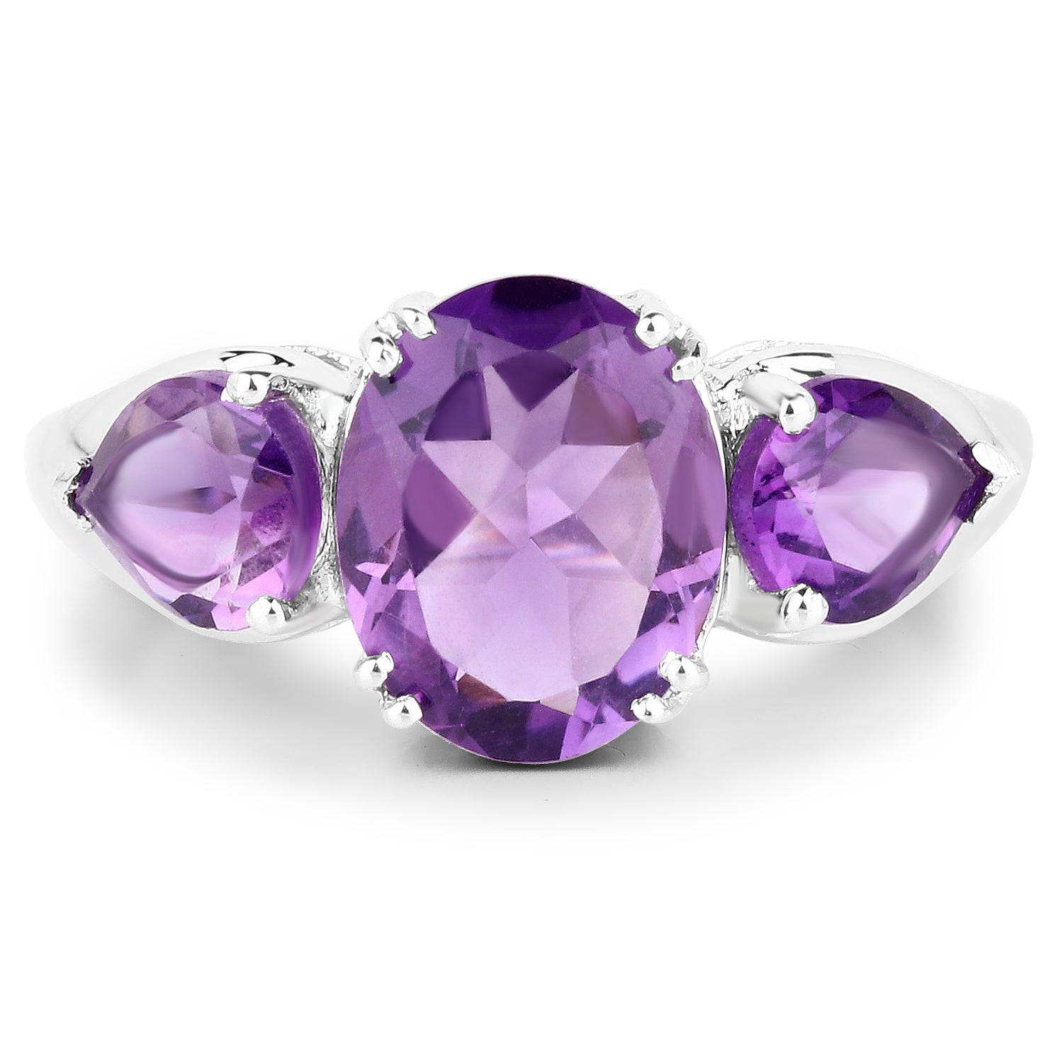 3.11 Carat Genuine Amethyst .925 Sterling Silver Ring  DestGlow