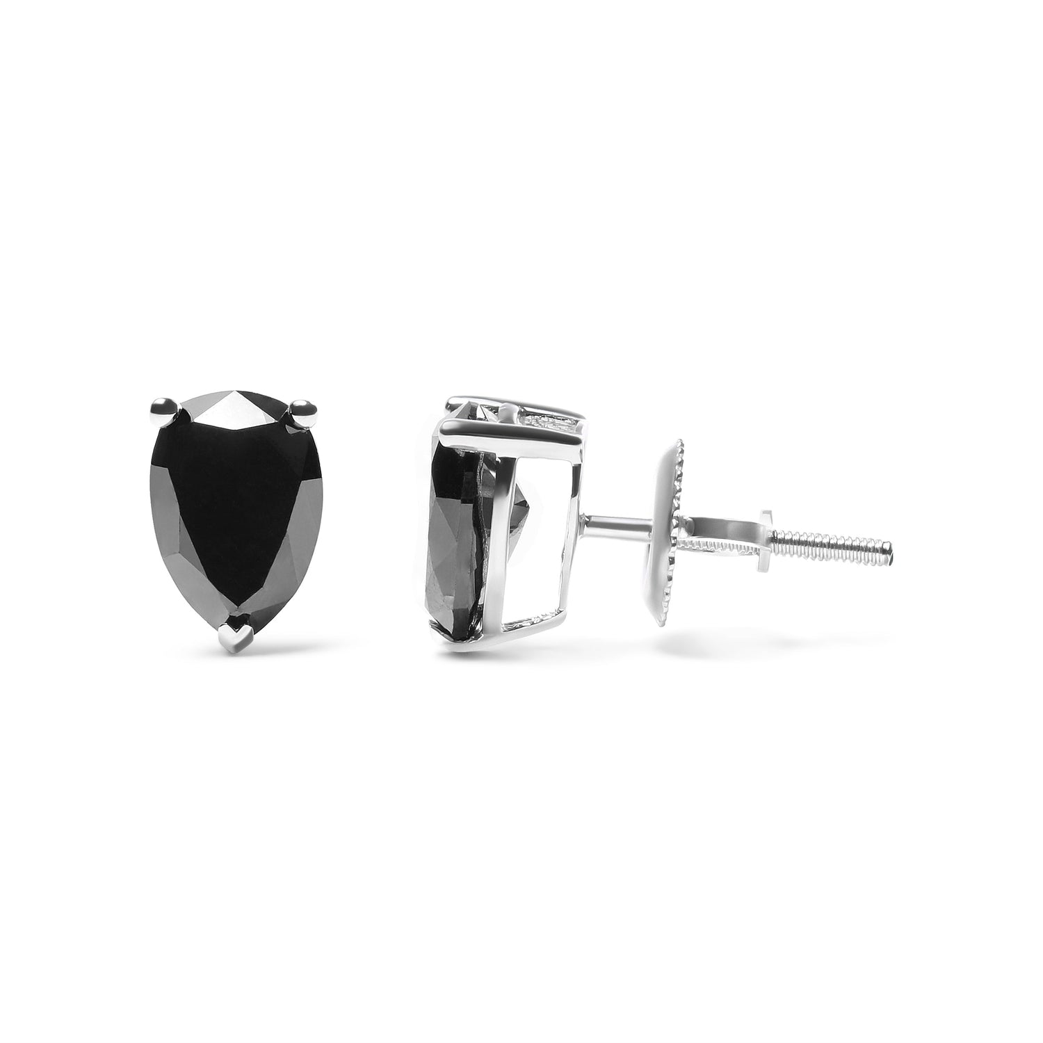 14K White Gold 2.00 Cttw Pear Cut Black Diamond Stud Earrings by Bids.com
