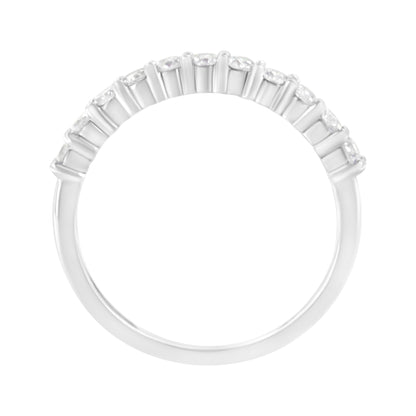 .925 Sterling Silver 1/2 cttw Shared Prong-Set Brilliant Round-Cut Diamond 11 Stone Band Ring (I-J Color, SI2-I1 Clarity) - Size 7  DestGlow