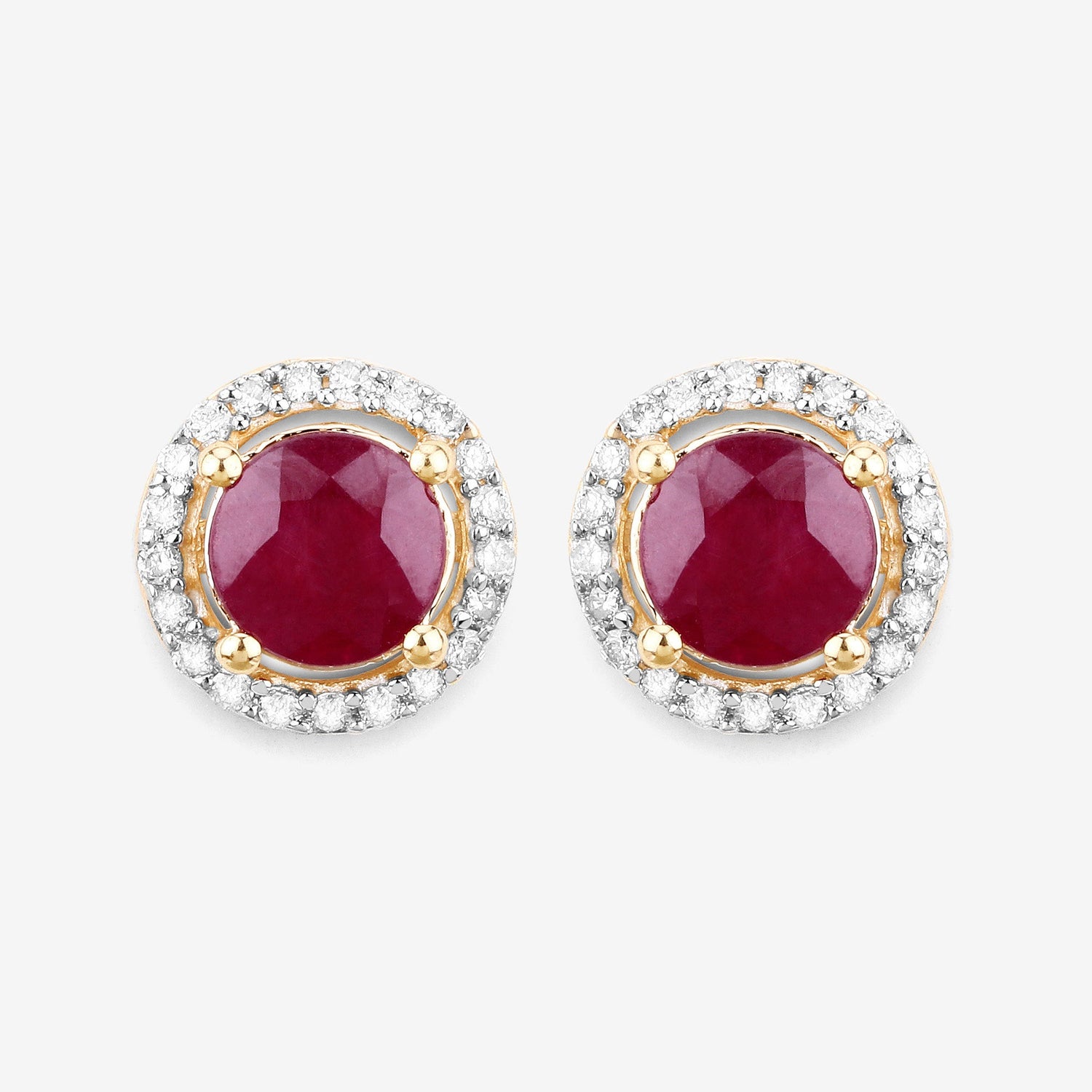 1.22 Carat Genuine Ruby and White Diamond 14K Yellow Gold Earrings by Bids.com