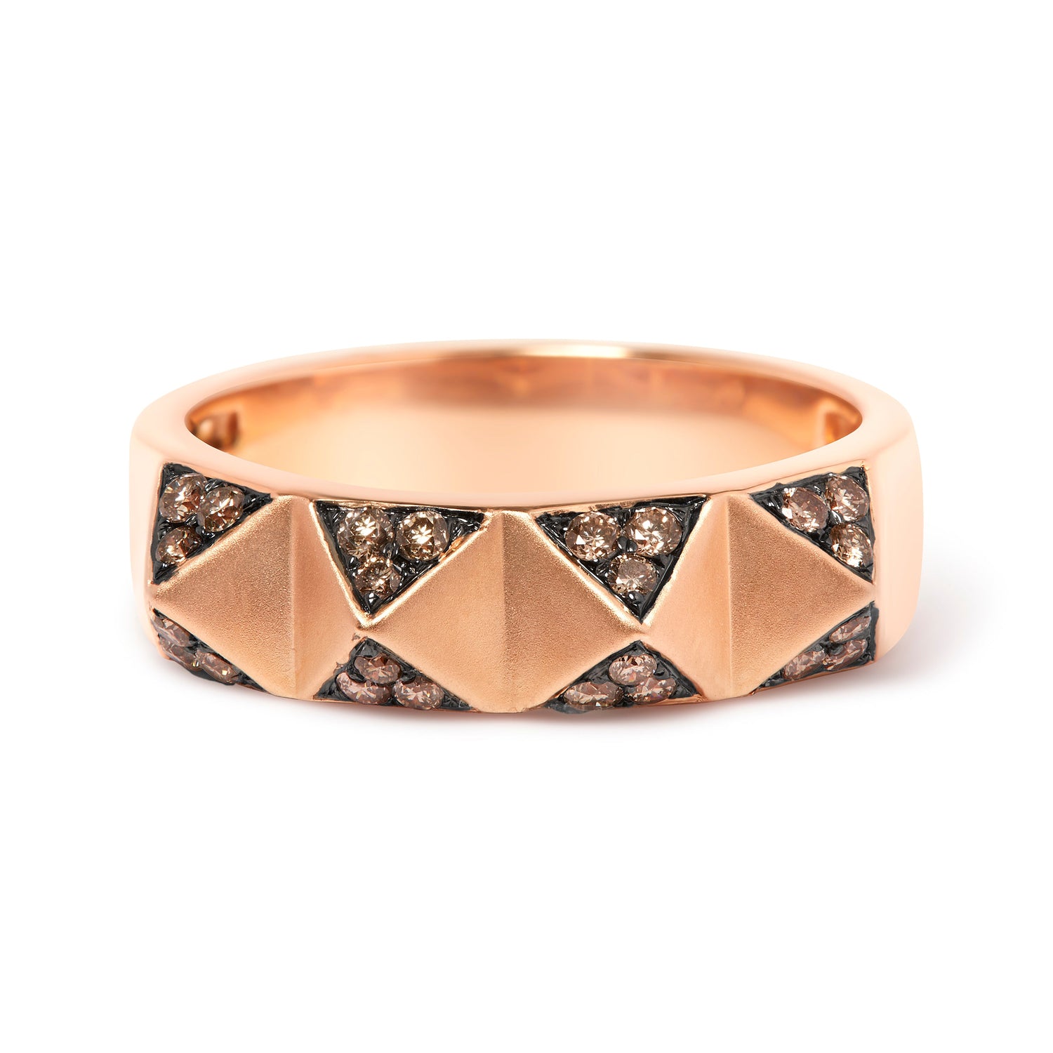14K Rose Gold 1/4 Cttw Brown Diamond Pyramid Band Ring (Brown Color, SI1-SI2 Clarity)- Size 7 by Bids.com