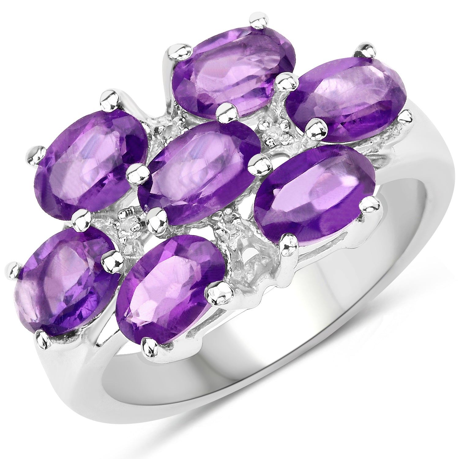 3.05 Carat Genuine Amethyst and White Topaz .925 Sterling Silver Ring by Bids.com