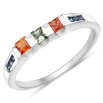 0.68 Carat Genuine Multi Sapphire .925 Sterling Silver Ring by Bids.com
