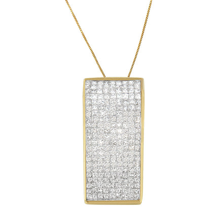 14K Yellow Gold Princess Cut Diamond Block Pendant Necklace (2 5/8 cttw, H-I Color, SI2-I1 Clarity) by Bids.com