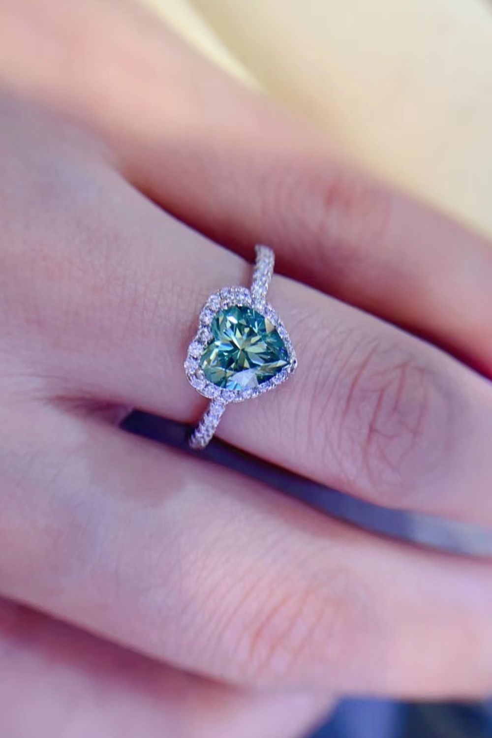 1-Carat Green Sparkala™ Heart Ring (Platinum Over Pure Sterling Silver) by Sparkala