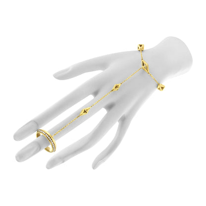 14K Yellow Gold 1/4 Cttw Diamond Ring and Bracelet Hand Chain (G-H Color, SI1-SI2 Clarity) - 7" by Bids.com