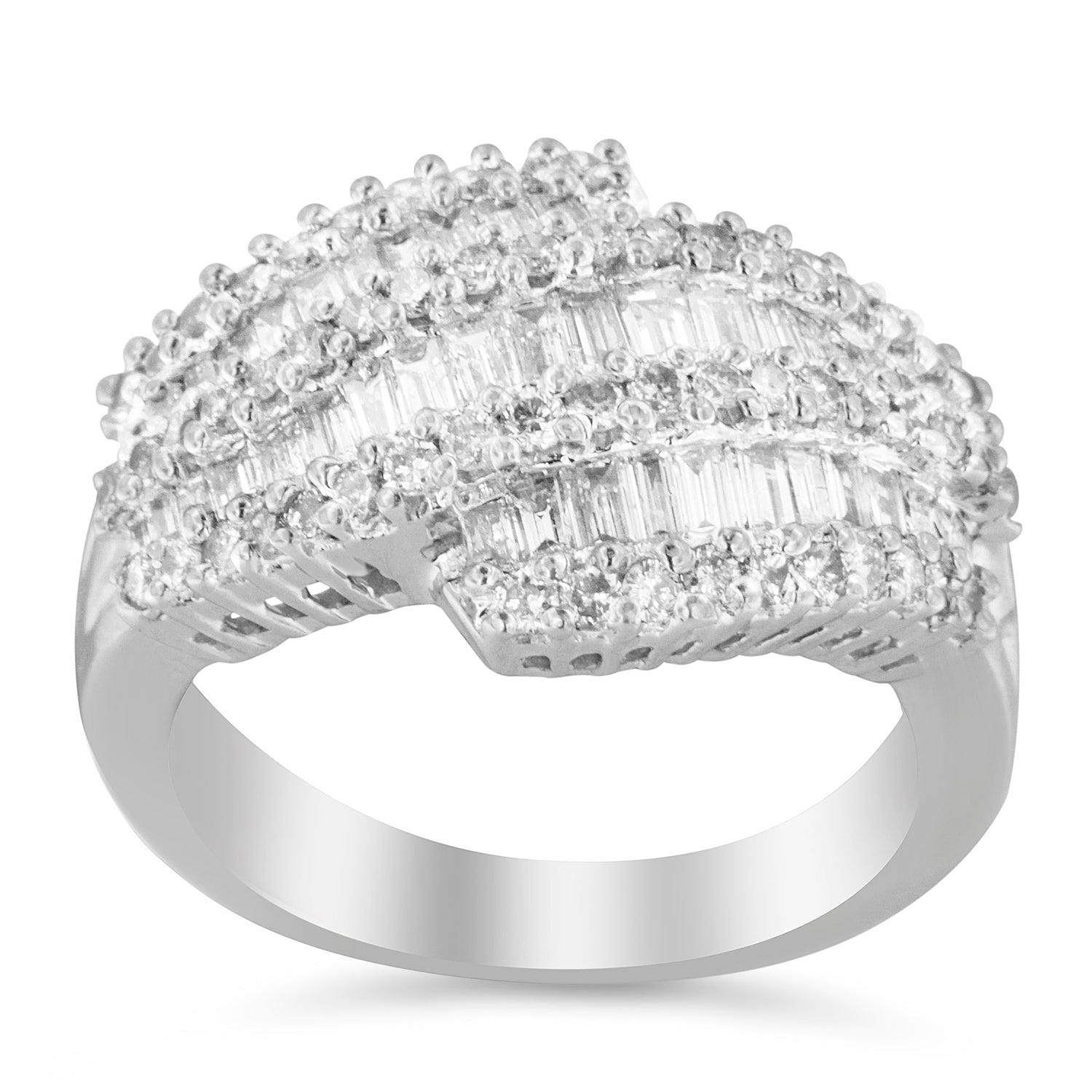 14K White Gold Diamond Cocktail Ring Band (1 3/4 Cttw, H-I Color, SI2-I1 Clarity) - Size 6-1/2 by Bids.com