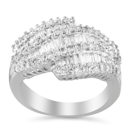 14K White Gold Diamond Cocktail Ring Band (1 3/4 Cttw, H-I Color, SI2-I1 Clarity) - Size 6-1/2 by Bids.com