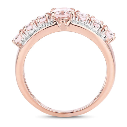 2.15 Carat Genuine Morganite and White Diamond .925 Sterling Silver Ring  DestGlow
