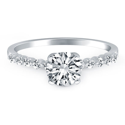 14k White Gold Diamond Engagement Ring with Shared Prong Diamond Accents by Bids.com