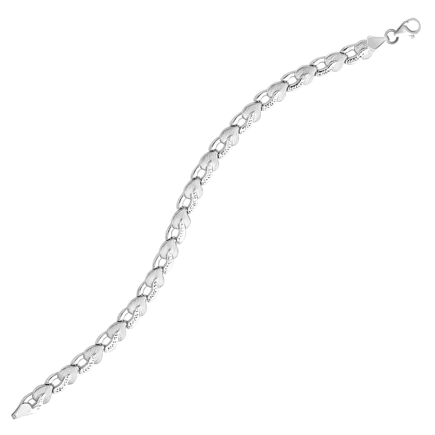 14k White Gold Heart Shape Textured Bracelet by Bids.com