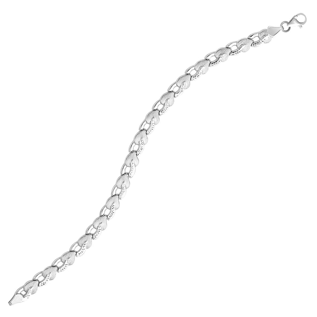 14k White Gold Heart Shape Textured Bracelet by Bids.com