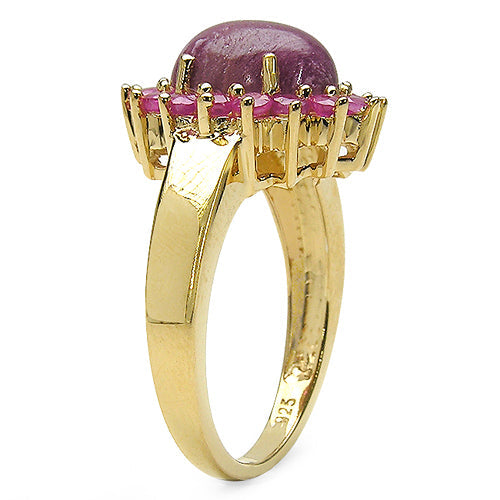 14K Yellow Gold Plated 5.07 Carat Genuine Ruby .925 Sterling Silver Ring by Bids.com