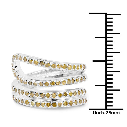 0.83 Carat Genuine Yellow Diamond .925 Sterling Silver Ring  DestGlow