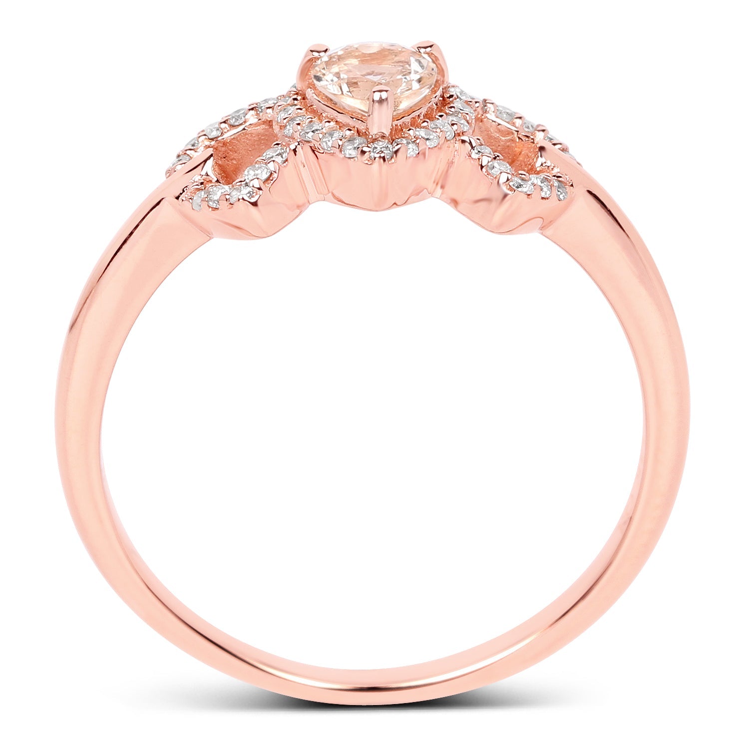 0.37 Carat Genuine Morganite and White Diamond 14K Rose Gold Ring by Bids.com