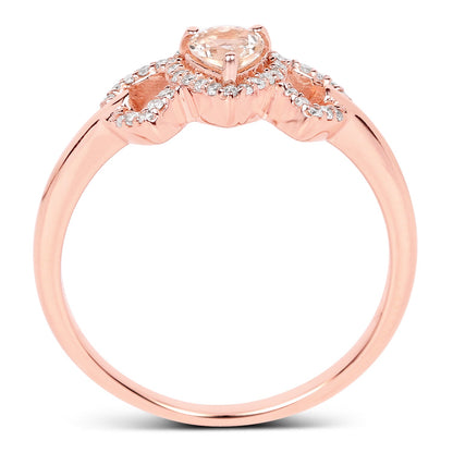 0.37 Carat Genuine Morganite and White Diamond 14K Rose Gold Ring by Bids.com