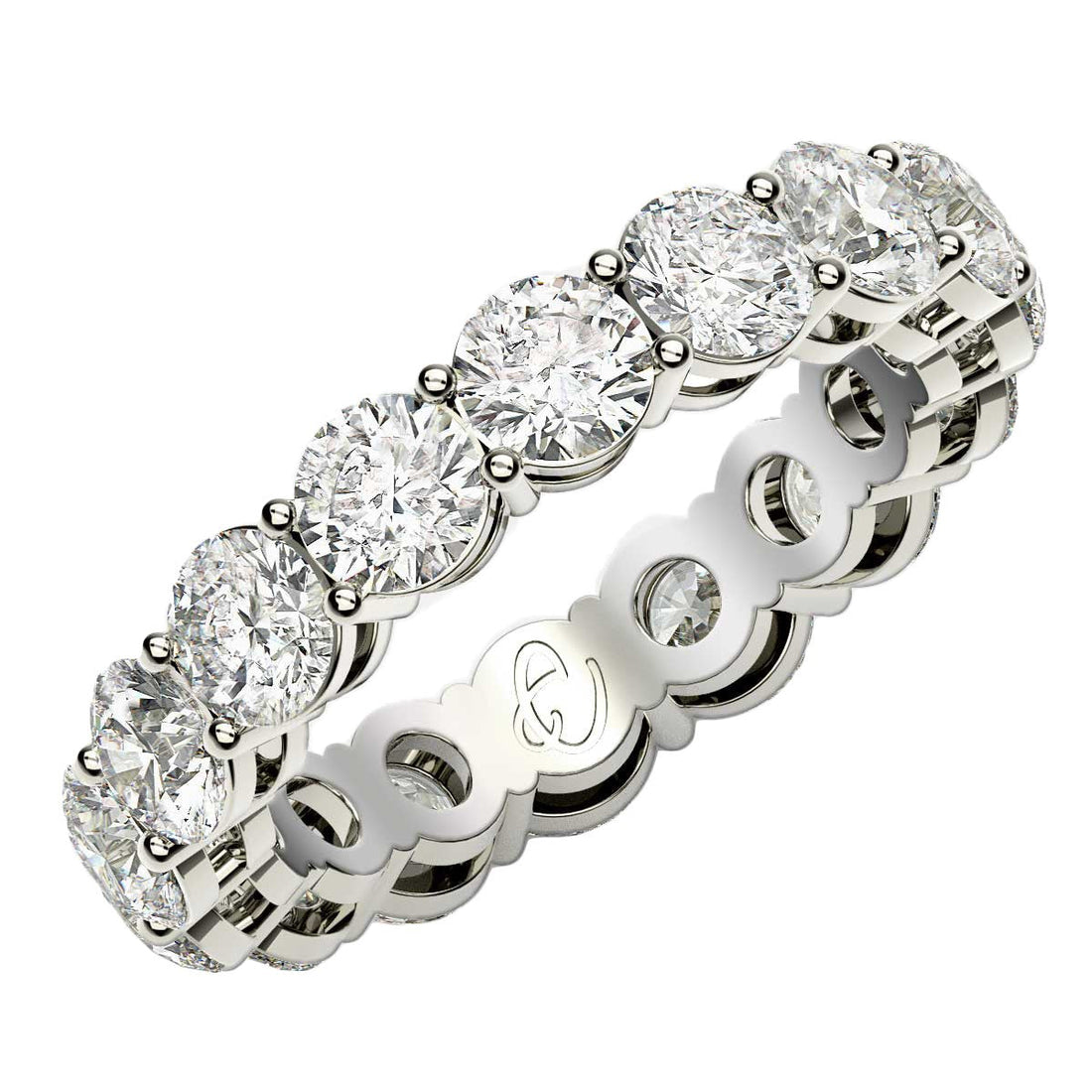 Round Cut Lab Grown Diamond Eternity Ring in 14k White Gold (4 cttw FG/VS2)  DestGlow