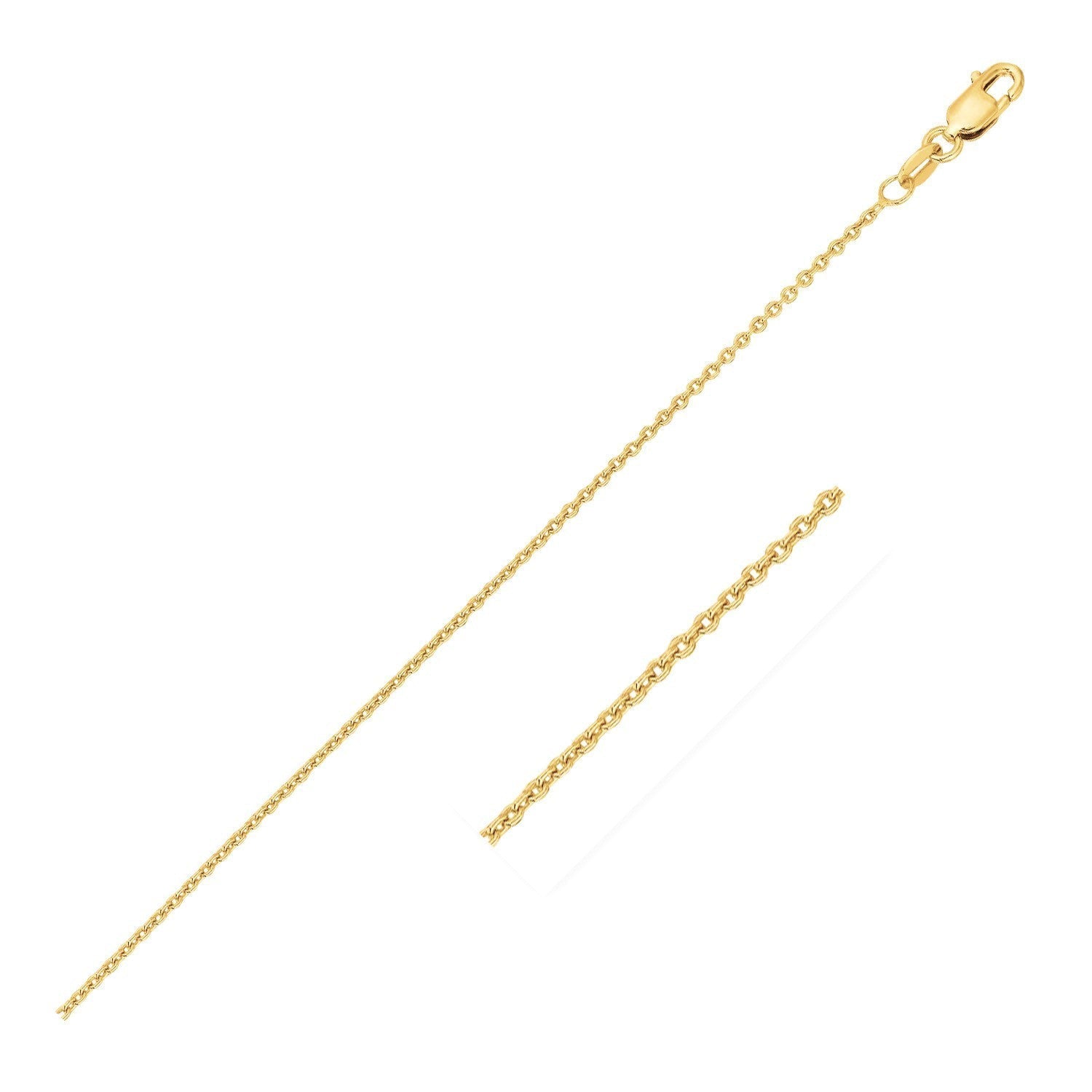14k Yellow Gold Round Cable Link Chain 1.1mm  DestGlow