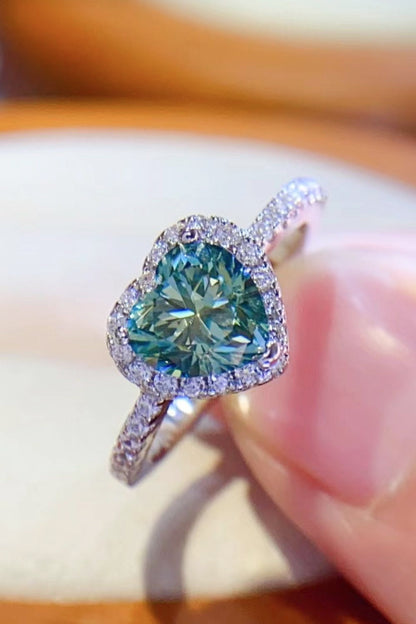 1-Carat Green Sparkala™ Heart Ring (Platinum Over Pure Sterling Silver) by Sparkala