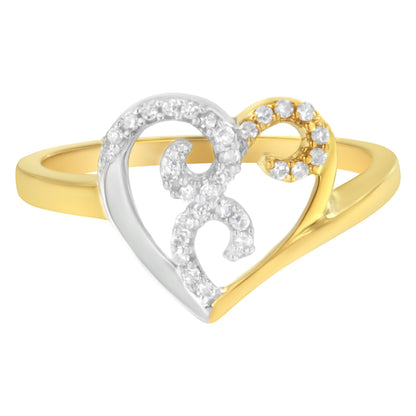 10K Two-Toned Gold Diamond Heart Shape Cluster Ring (1/6 Cttw, H-I Color, I1-I2 Clarity) - Size 6 by Bids.com