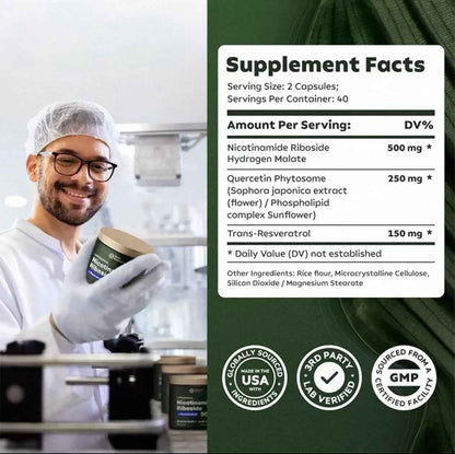 Reus Research NR900-NAD+Supplement for Skin Aging Support, Energy, and Focus - 80 Count - Vitamin Healthcare Fitness  NMN Supplement Alternative - Liposomal NAD w/Resveratrol - High Purity NAD Supplement for Anti-Aging, Energy, Focus