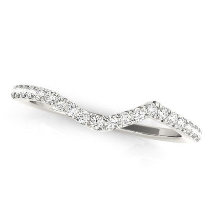 14k White Gold Modern Curved Diamond Wedding Band (1/6 cttw) by Bids.com