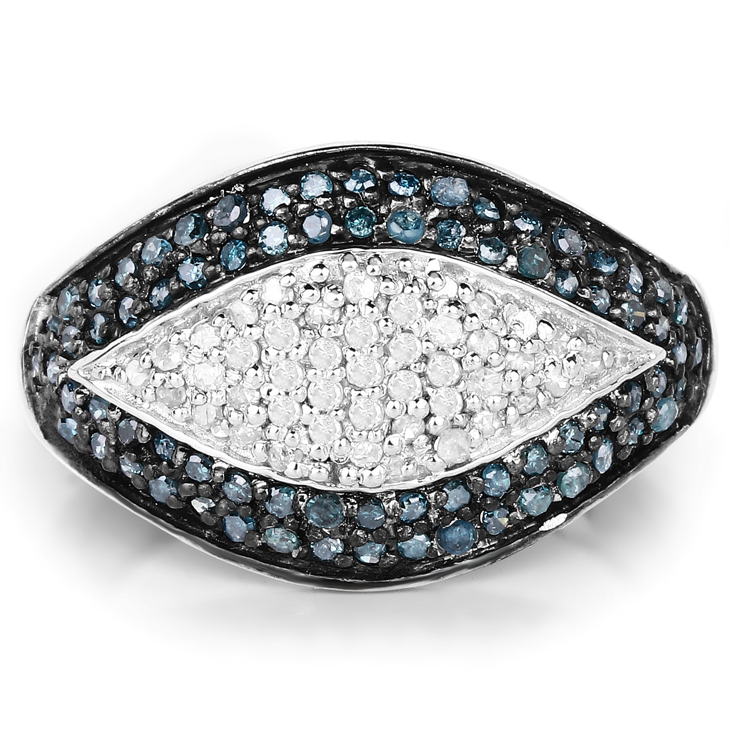 0.50 Carat Genuine Blue Diamond and White Diamond .925 Sterling Silver Ring by Bids.com