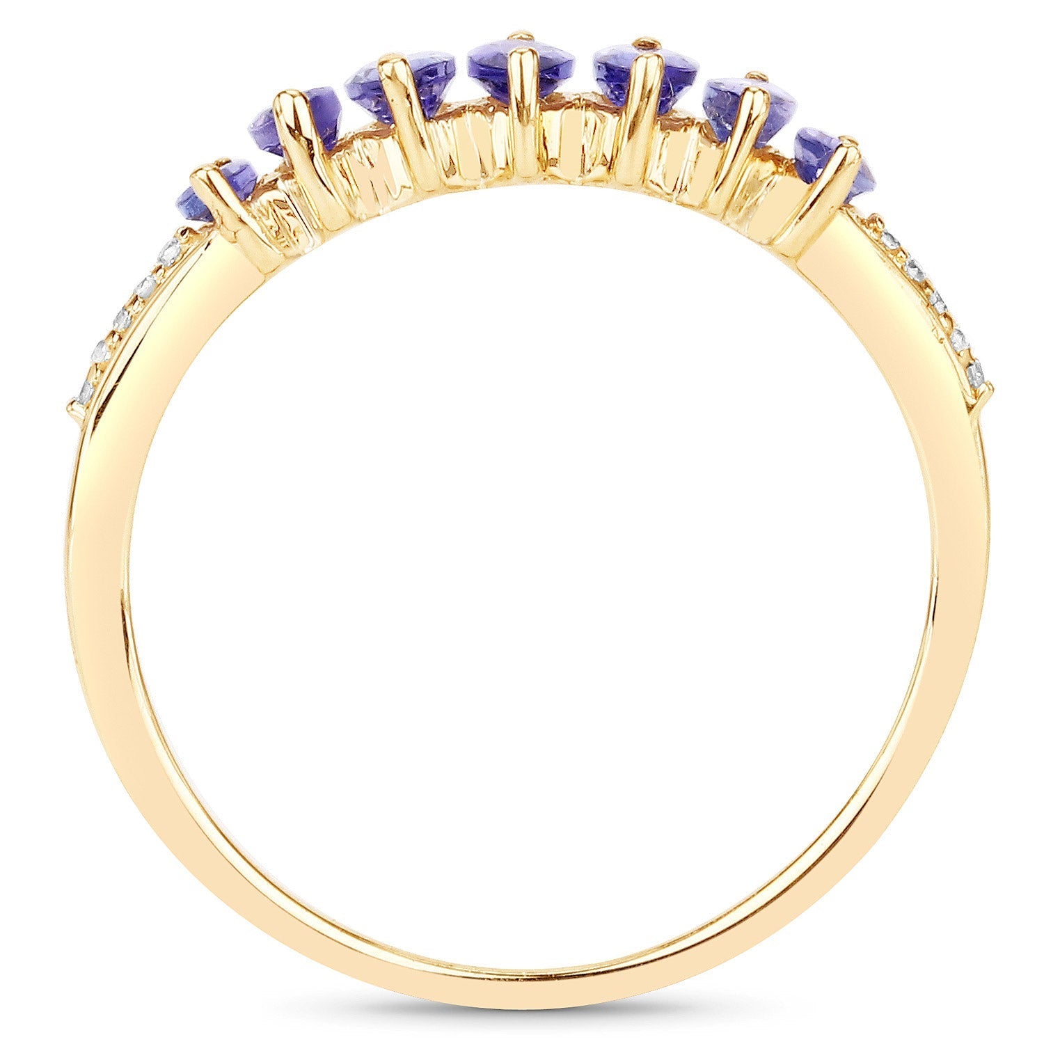 0.76 Carat Genuine Tanzanite and White Diamond 14K Yellow Gold Ring  DestGlow