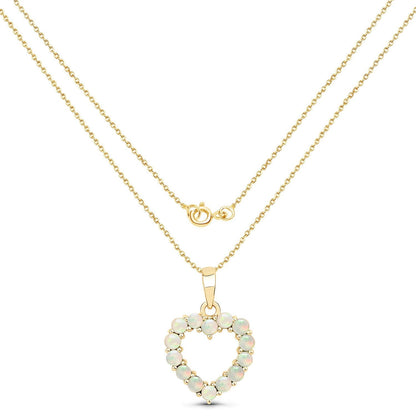 0.42 Carat Genuine Ethiopian Opal 10K Yellow Gold Pendant  DestGlow