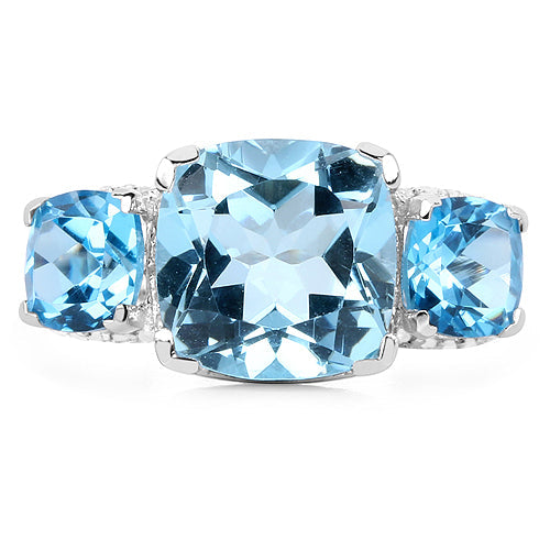4.40 Carat Blue Topaz Ring with 2.70 Carat Multi-Gems in Sterling Silver by Bids.com