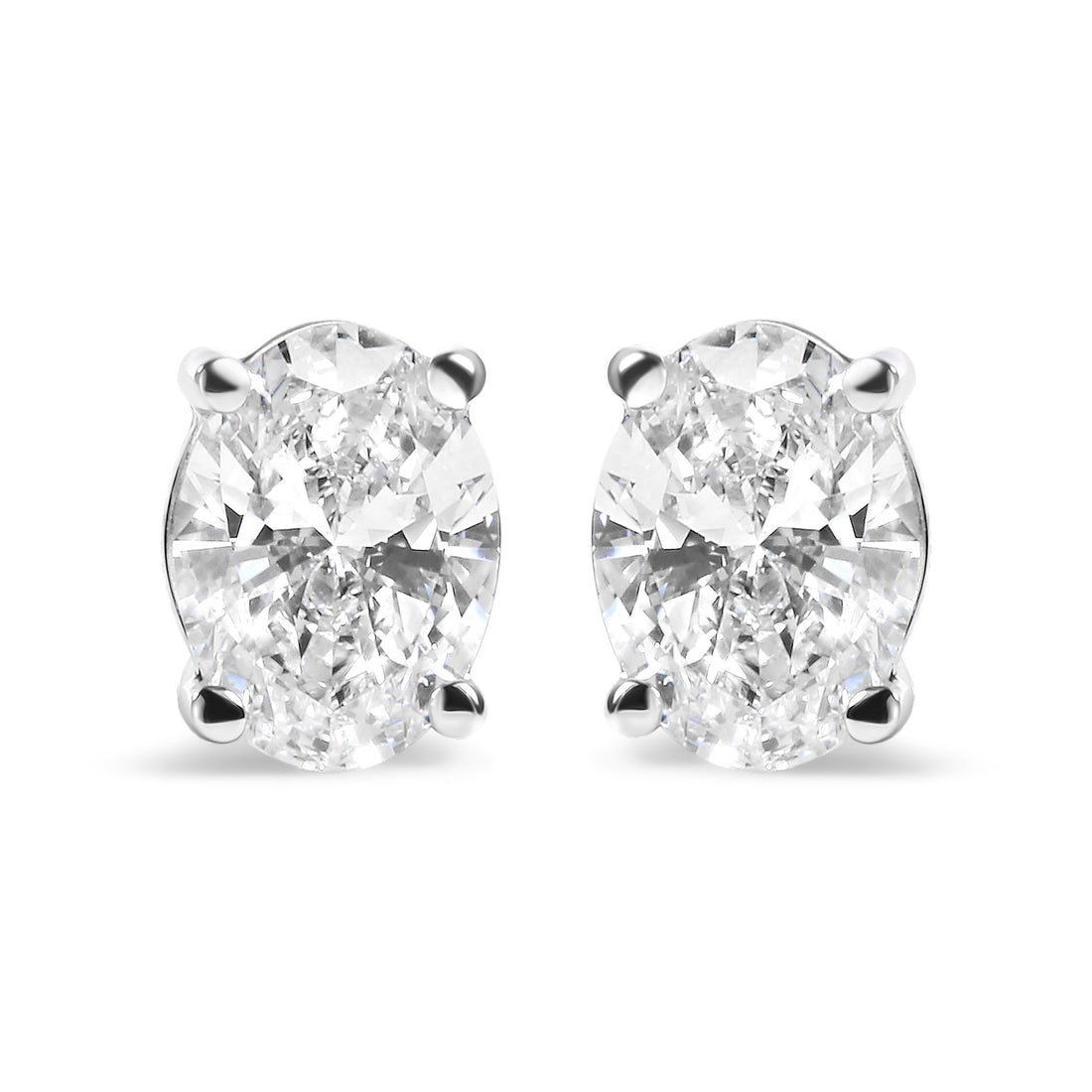 14K White Gold 2.0 Cttw Prong Set Lab Grown Oval Diamond Solitaire Stud Earring (F-G Color, VS1-VS2 Clarity) by Bids.com
