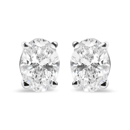 14K White Gold 3/4 Cttw Oval Shape Lab Grown Diamond Solitaire Stud Earrings (F-G Color, VS1-VS2 Clarity) by Bids.com