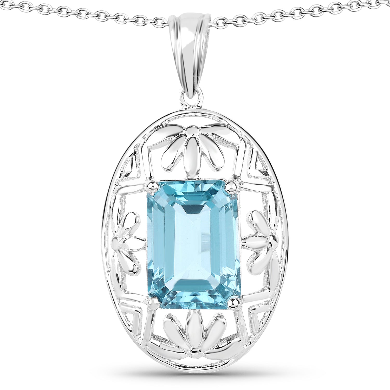 9.60 Carat Genuine Green Topaz .925 Sterling Silver Pendant by Bids.com