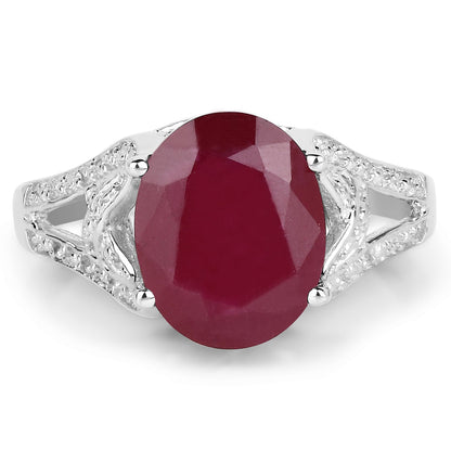 4.00 Carat Genuine Glass Filled Ruby .925 Sterling Silver Ring  DestGlow