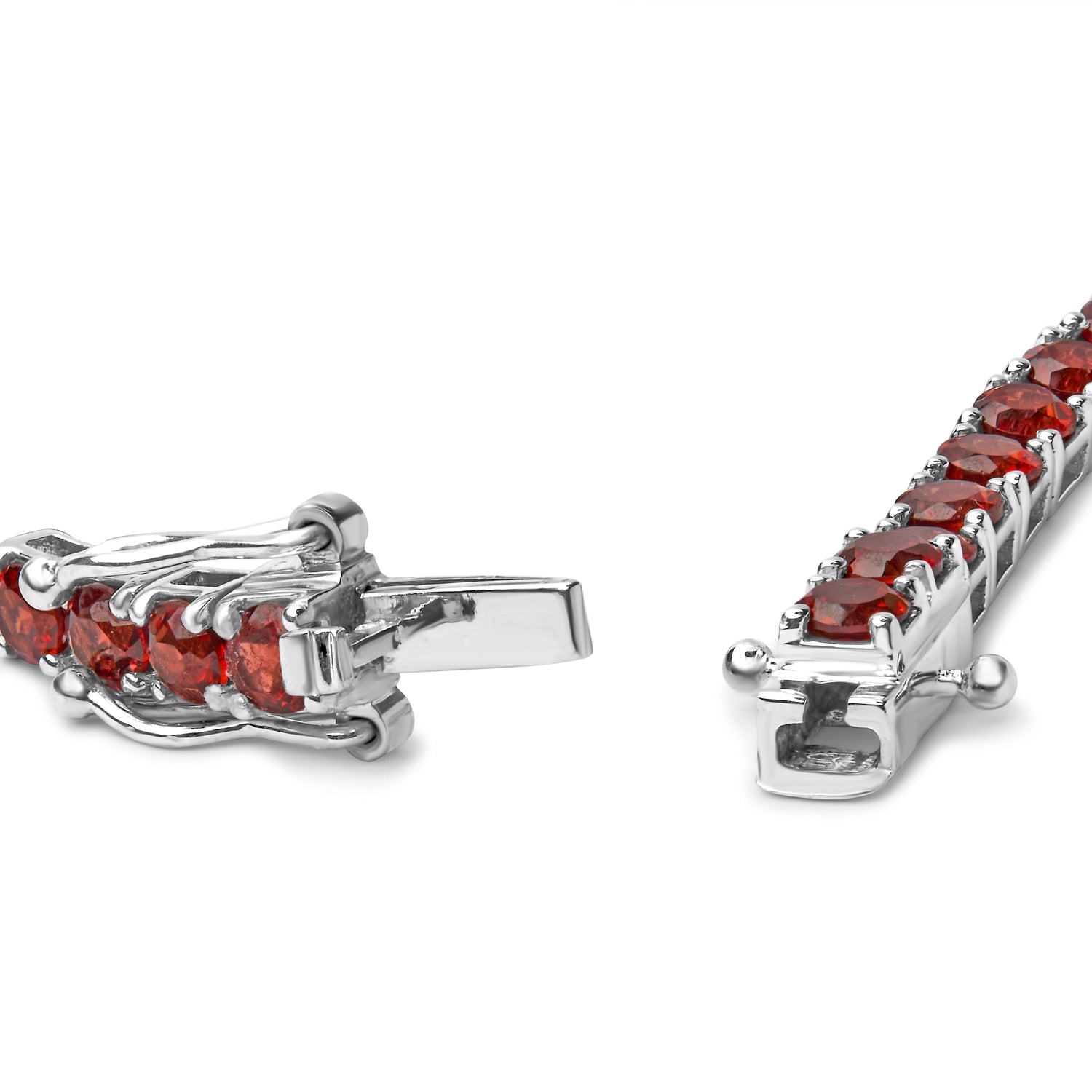 .925 Sterling Silver 10.0 Cttw Created Orange Garnet Tennis Bracelet - 7.25" by Bids.com