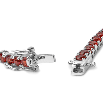 .925 Sterling Silver 10.0 Cttw Created Orange Garnet Tennis Bracelet - 7.25" by Bids.com